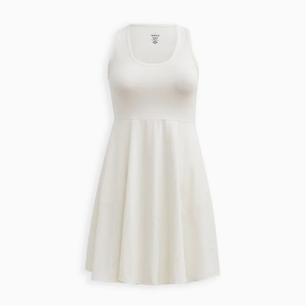 Torrid SCOOP NECK TANK DRESS - FOXY WHITE Size 0 - Picture 2 of 5
